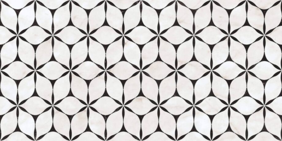 Marble mosaic effect porcelain tile ABK Sensi Fantasy Flower, 60x120 cm, 8.5 mm, polished 3D textured (lux 3D)