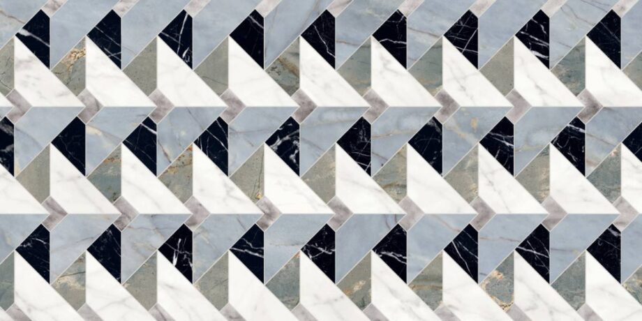 Marble mosaic effect porcelain tile ABK Sensi Fantasy Tips, 60×120 cm, 8.5 mm, polished 3D textured (lux 3D) Marble mosaic effect porcelain tile ABK Sensi Fantasy Tips, 60x120 cm, 8.5 mm, polished 3D textured (lux 3D)