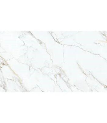 Marble-effect satin porcelain floor tile Lumina Gold, 60x120 cm, 8 mm, white