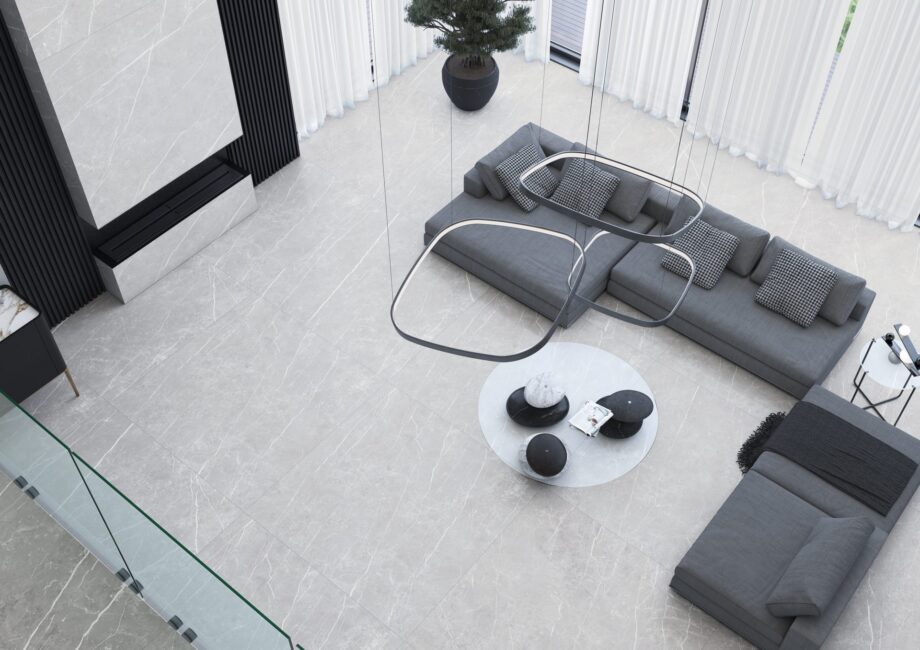 Marble-effect polished porcelain floor tile Tau Elite Silver Pol, 60x60 cm, silver grey, rectified – 2