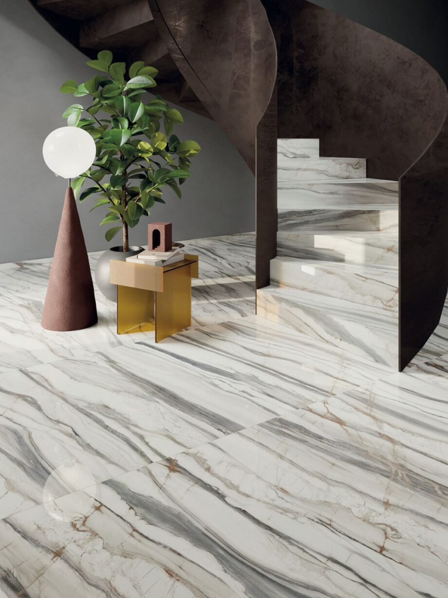 Marble effect porcelain tiles ABK Sensi 900 Oyster White, 60x120 cm, 8.5 mm, natural matt, slip-resistant R10 – 3