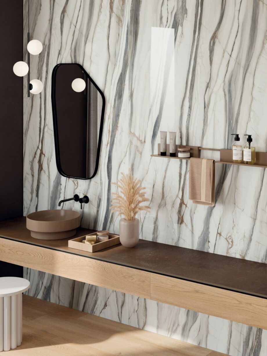 Marble effect porcelain tiles ABK Sensi 900 Oyster White, 60x120 cm, 8.5 mm, natural matt, slip-resistant R10 – 4