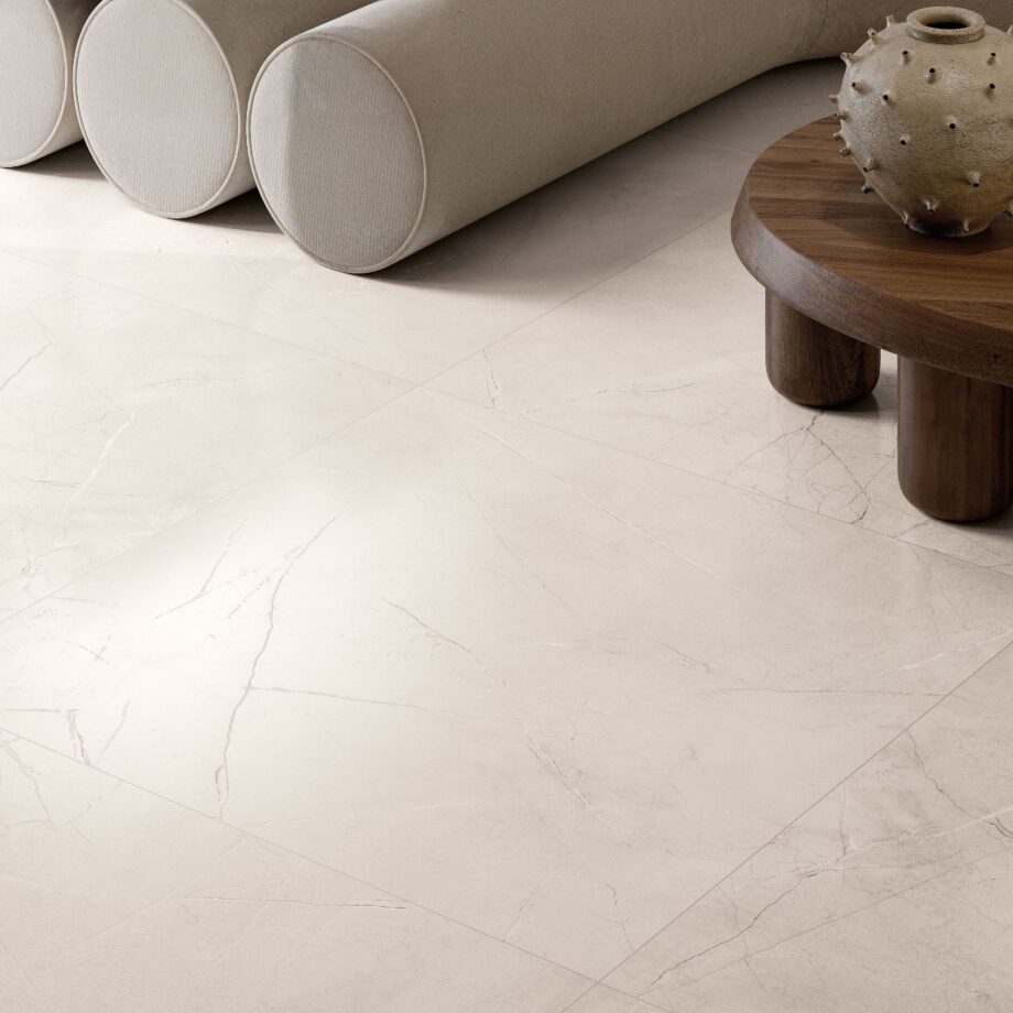 Marble effect porcelain tiles ABK Sensi 900 Pulpis Ivory, 120x120 cm, 8.5 mm, natural matt, slip-resistant R10 – 3