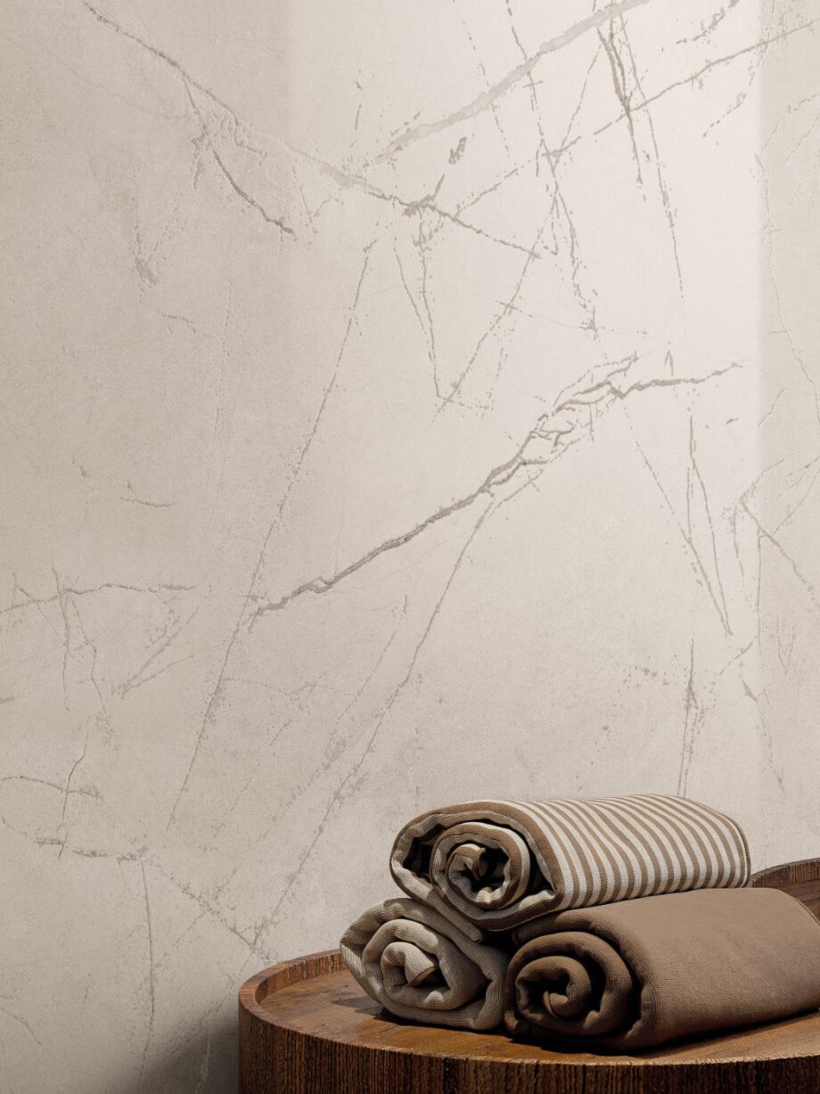 Marble effect porcelain tiles ABK Sensi 900 Pulpis Ivory, 120x120 cm, 8.5 mm, natural matt, slip-resistant R10 – 4