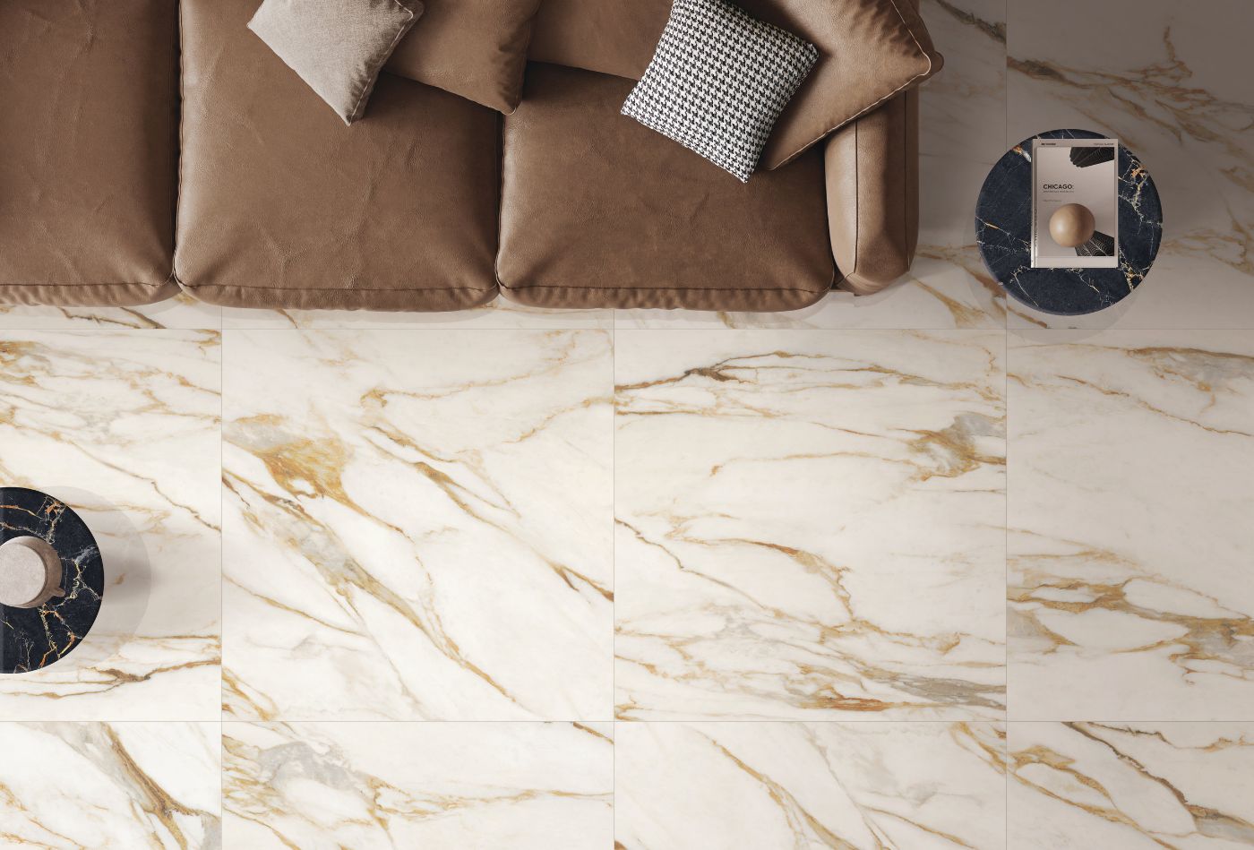 Marble effect mosaic tile ABK Sensi Signoria Ventaglio Calacatta Vena Oro, 28x60 cm, 8.5 mm, polished (lux) – 5