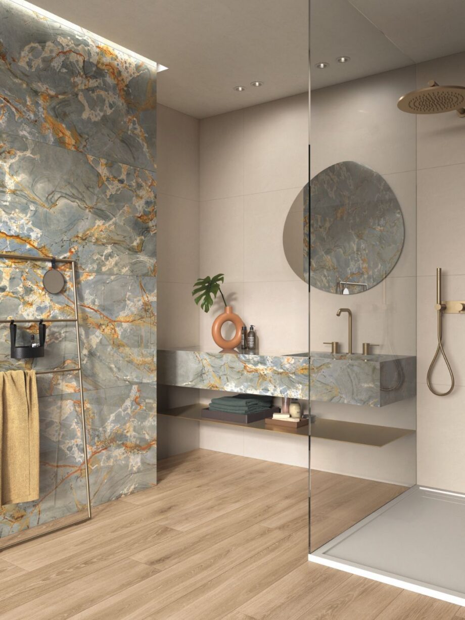 Marble effect mosaic tile ABK Sensi Signoria Ventaglio Grigio Siena, 28x60 cm, 8.5 mm, polished (lux) – 3