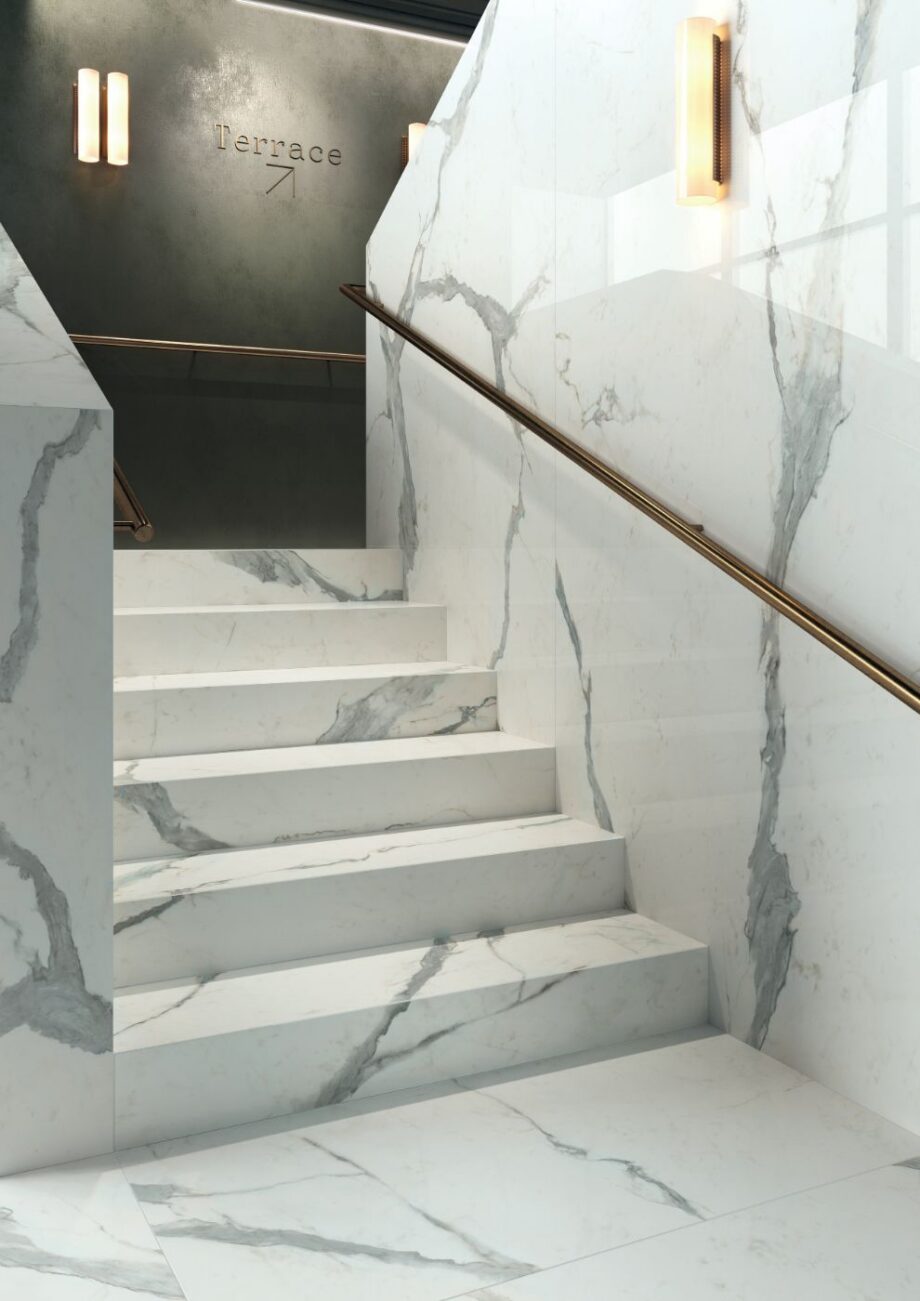 Marble effect porcelain tiles ABK Sensi Up Statuario Versilia, 60x120 cm, 8.5 mm, natural matt, slip-resistant R10 – 4