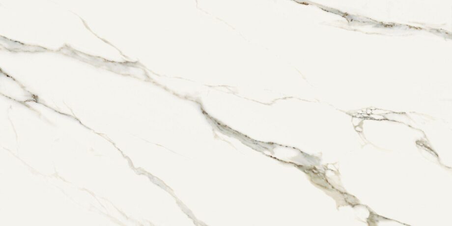 Marble effect porcelain tiles ABK Sensi Signoria Calacatta Michelangelo bookmatch A, 60x120 cm, 8.5 mm, 3D textured (antique) – 2