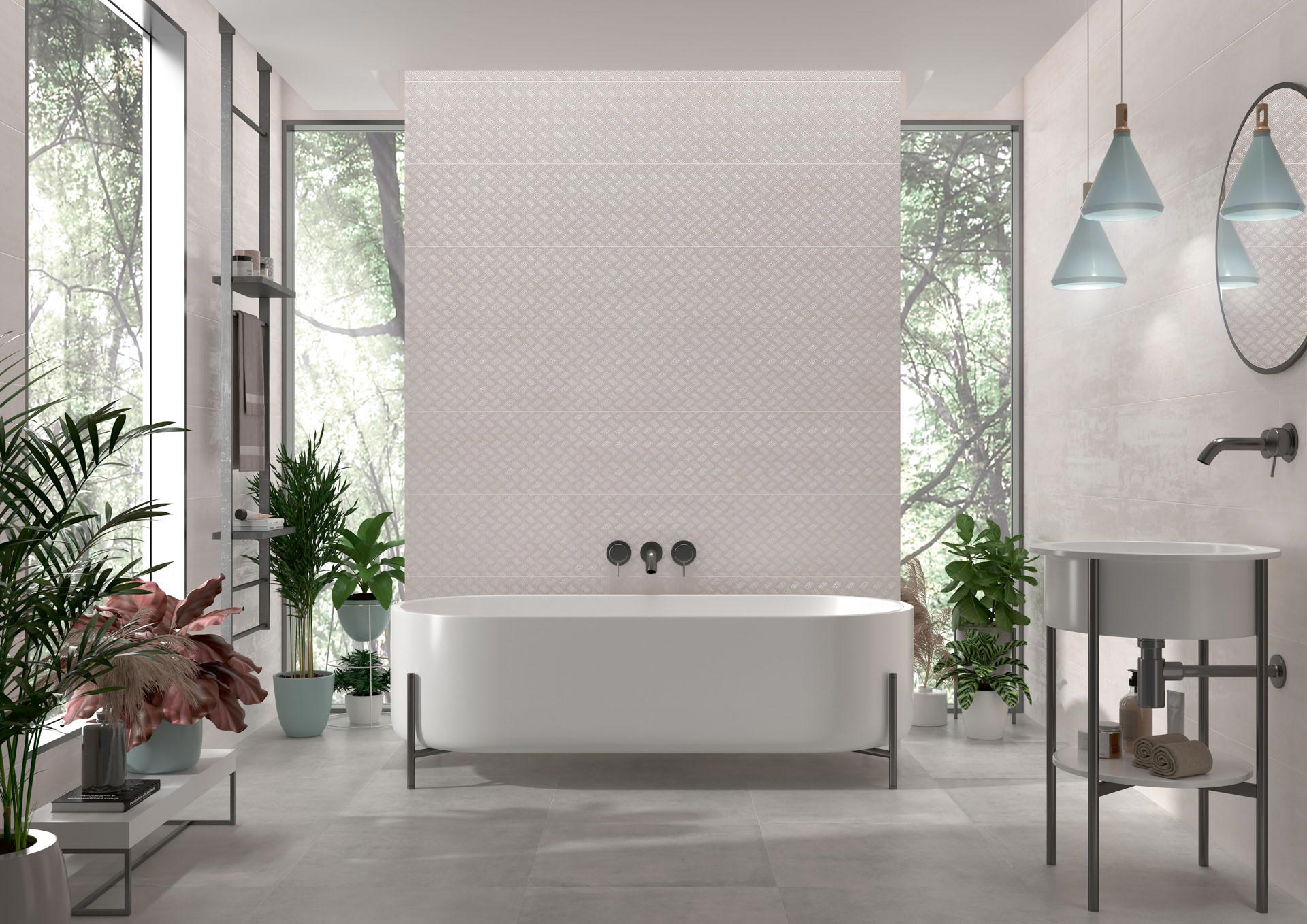 Decorative metal-effect ceramic wall tile Tau Corten Wall Decor Linen, 30x60 cm, linen beige – 2