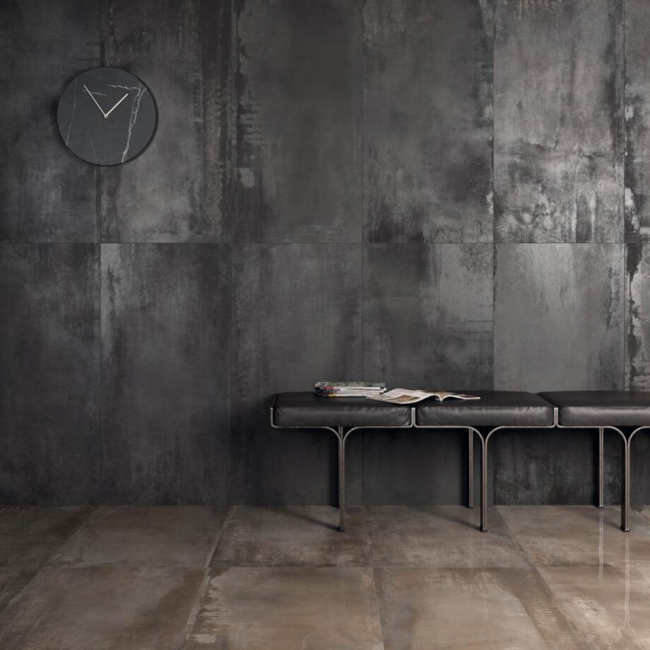 Metal effect porcelain floor tile ABK Interno 9 Mud, 60x120 cm, 8.5 mm, natural matt, slip-resistant R10 – 3