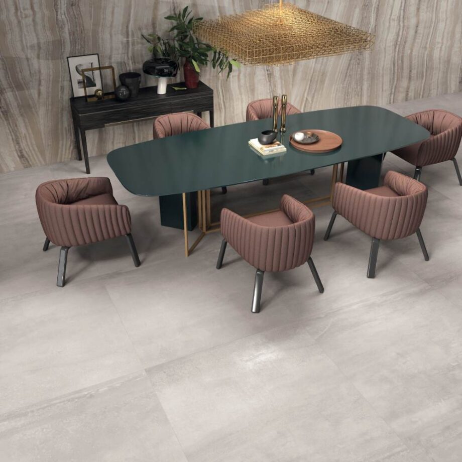 Metal effect porcelain floor tile ABK Interno 9 Wide Pearl, 120x120 cm, 8.5 mm, natural matt, slip-resistant R10 – 4
