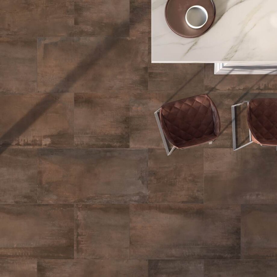 Metal effect porcelain ABK Interno 9 Rust – view 3 Metal effect porcelain floor tile ABK Interno 9 Rust, 60x120 cm, 8.5 mm, semi-polished (lappato) – 3