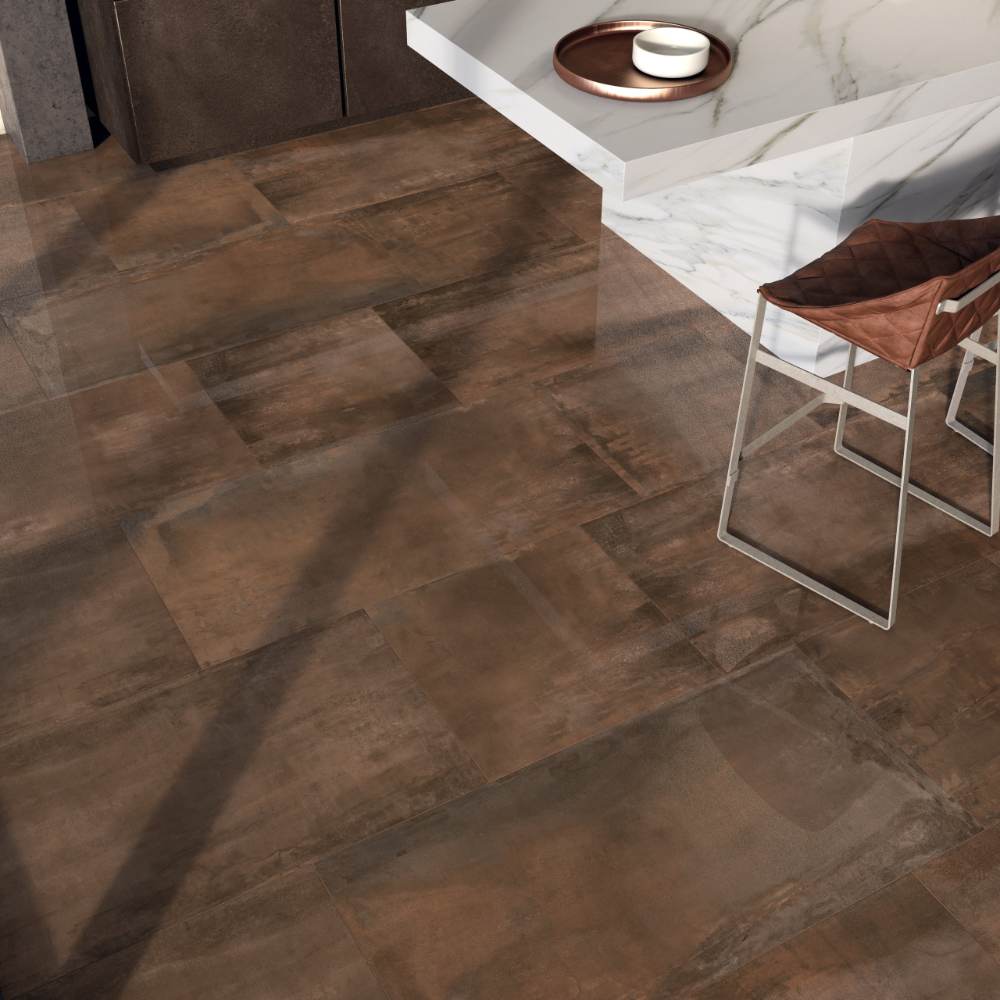 Metal effect porcelain floor tile ABK Interno 9 Rust, 60x120 cm, 8.5 mm, semi-polished (lappato) – 4
