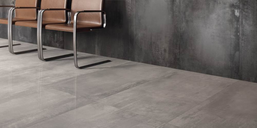 Metal effect porcelain floor tile ABK Interno 9 Wide Silver, 80x80 cm, 8.5 mm, natural matt, slip-resistant R10 – 3