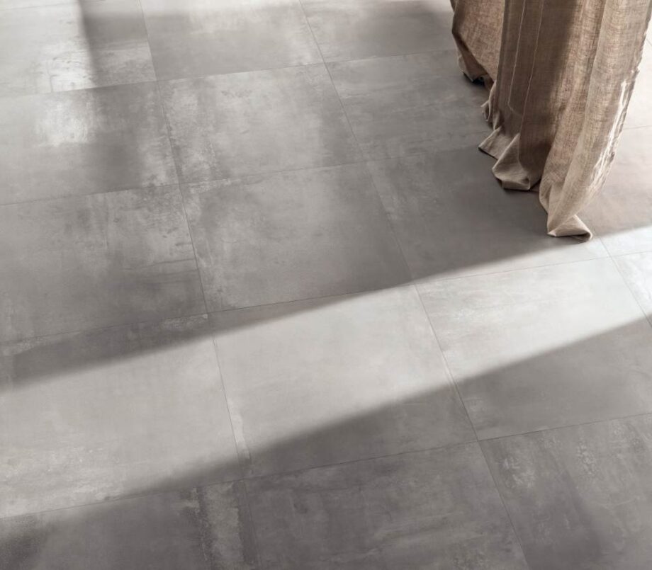 Metal effect porcelain tile ABK Interno 9 Silver, 8.5 – view 4 Metal effect porcelain floor tile ABK Interno 9 Wide Silver, 80x80 cm, 8.5 mm, natural matt, slip-resistant R10 – 4