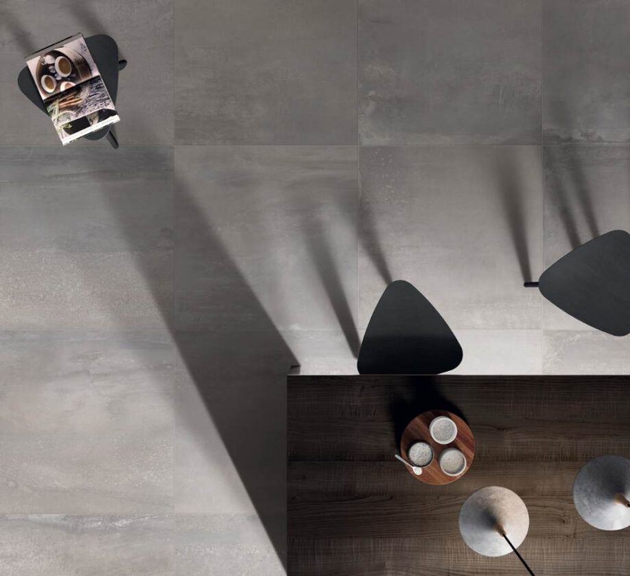Metal effect porcelain tile ABK Interno 9 Silver, 8.5 – view 5 Metal effect porcelain floor tile ABK Interno 9 Wide Silver, 80x80 cm, 8.5 mm, natural matt, slip-resistant R10 – 5