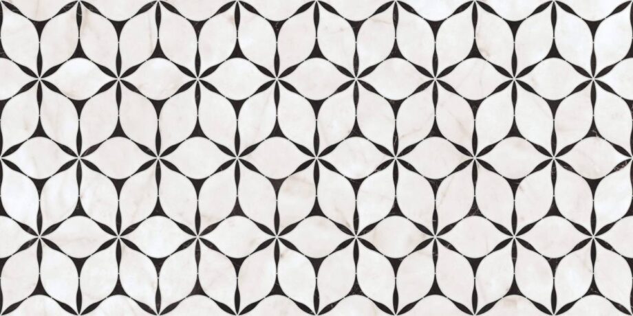 Marble mosaic effect porcelain tile ABK Sensi Fantasy Flower, 60x120 cm, 8.5 mm, polished 3D textured (lux 3D) – 2