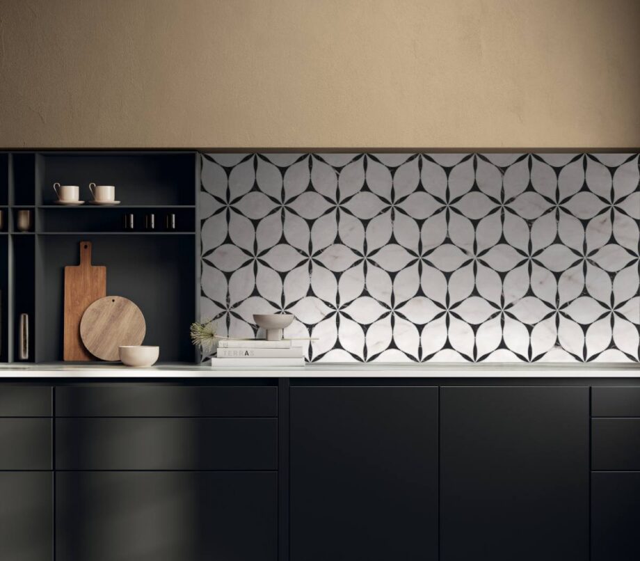 Marble mosaic effect porcelain tile ABK Sensi Fantasy Flower, 60x120 cm, 8.5 mm, polished 3D textured (lux 3D) – 5