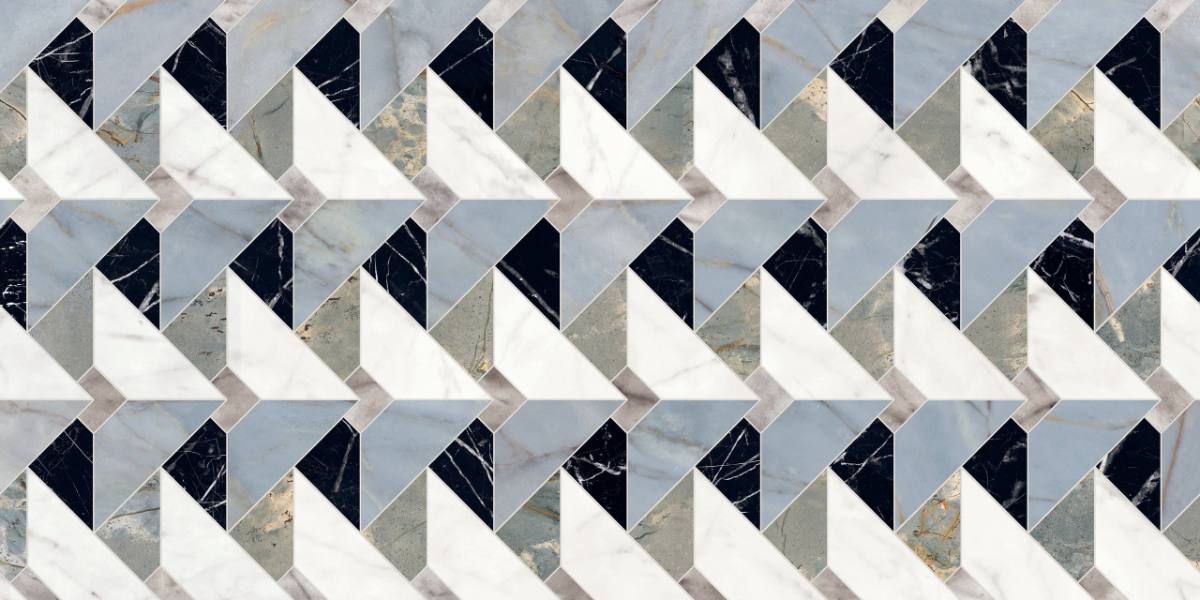 Marble mosaic effect porcelain tile ABK Sensi Fantasy Tips, 60x120 cm, 8.5 mm, polished 3D textured (lux 3D) – 2