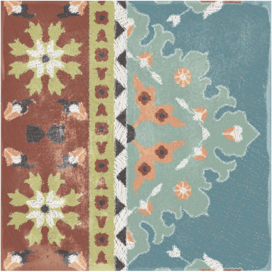 Patterned porcelain floor tile ABK Play Carpet Mix Multicolor, 20×20 cm, 8.5 mm, matt (nat.) – view 2 Patterned porcelain floor tile ABK Play Carpet Mix Multicolor, 20x20 cm, 8.5 mm, matt (nat.) – 2