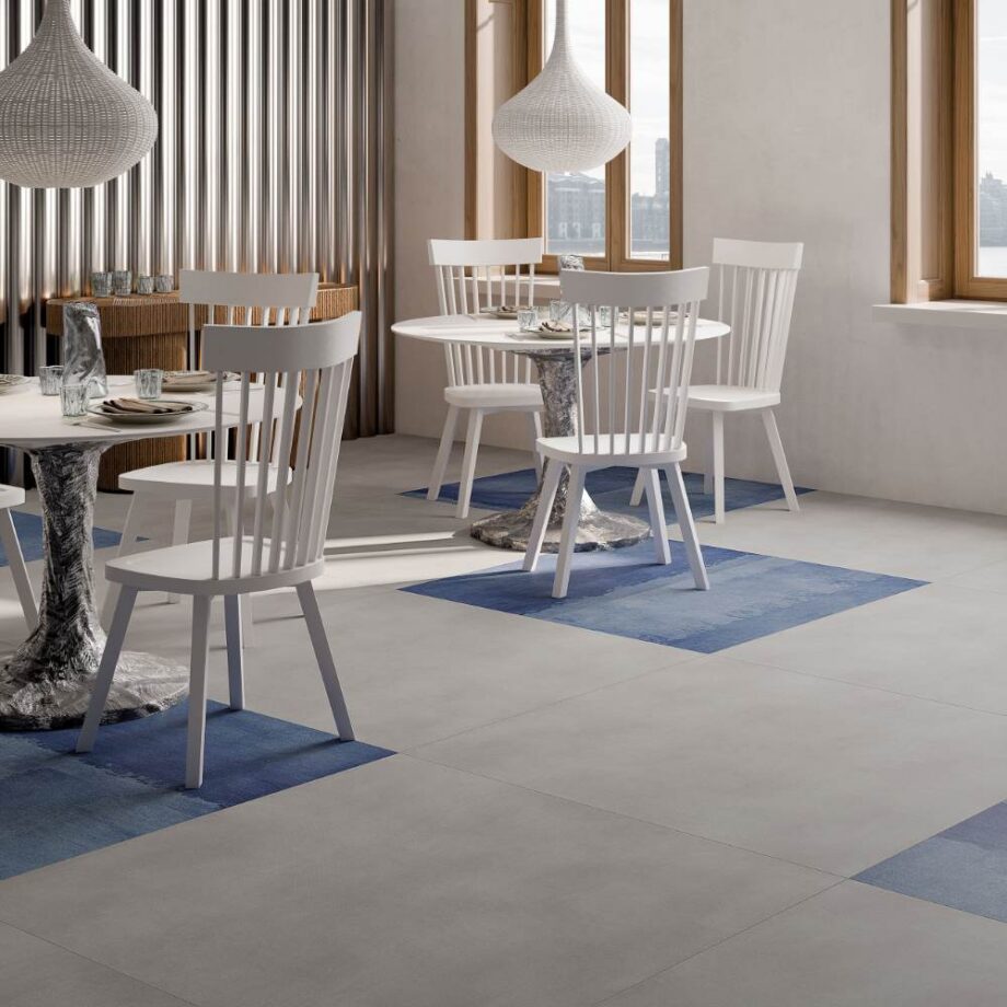 Patterned porcelain tile ABK Poetry Net Blue, 8.5 patterned matt – view 3 Patterned decorative porcelain tile ABK Poetry Net Patch Blue, 60x120 cm, 8.5 mm, patterned decor, matt – 3