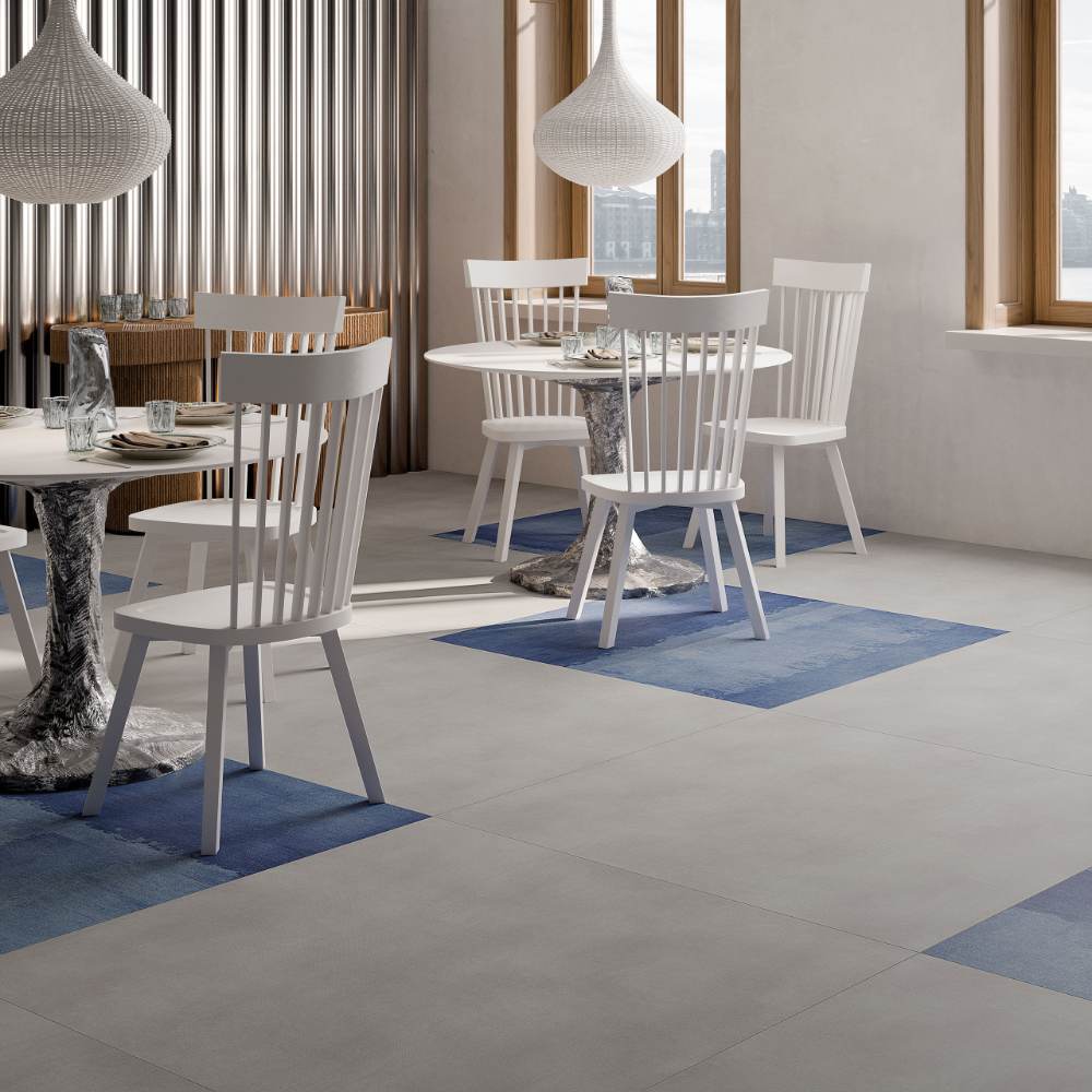Patterned decorative porcelain tile ABK Poetry Net Patch Blue, 60x120 cm, 8.5 mm, patterned decor, matt – 3