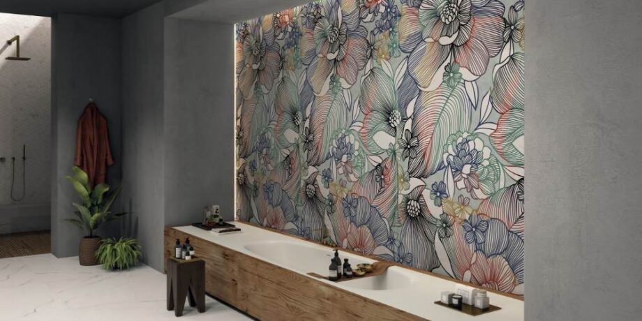 Patterned large porcelain decor slab ABK Wide&Style Sixties Light, 120x280 cm, 6 mm, matt – 2