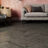 Oak Herringbone Flooring Esta BC Lava Grey extra matt lacquered – close-up Oak Herringbone Flooring Esta BC Lava Grey extra matt lacquered – 3