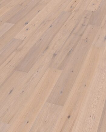 Oak parquet Thede & Witte Boston, rustic knotty, brushed, white oiled, 1-strip, 1900 x 189 x 14 mm
