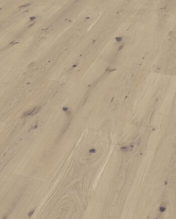 Parquet floor Oak Rustical 1-strip 2 sides beveled brushed white oiled 260mm wide