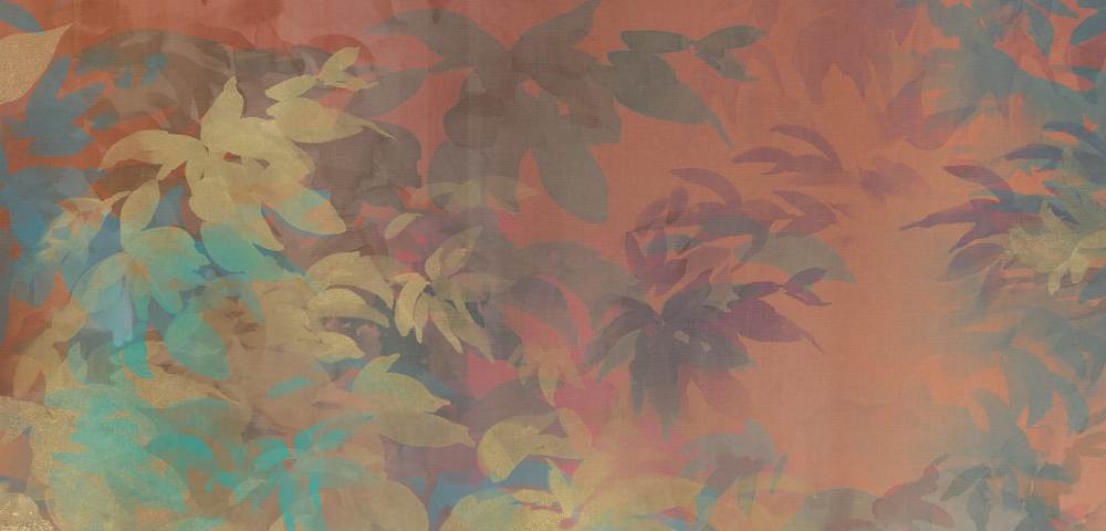 Patterned decorative porcelain tile ABK Wide&Style Foliage Orange A, 120x240 cm (4 x 60x120 cm), 8.5 mm, matt