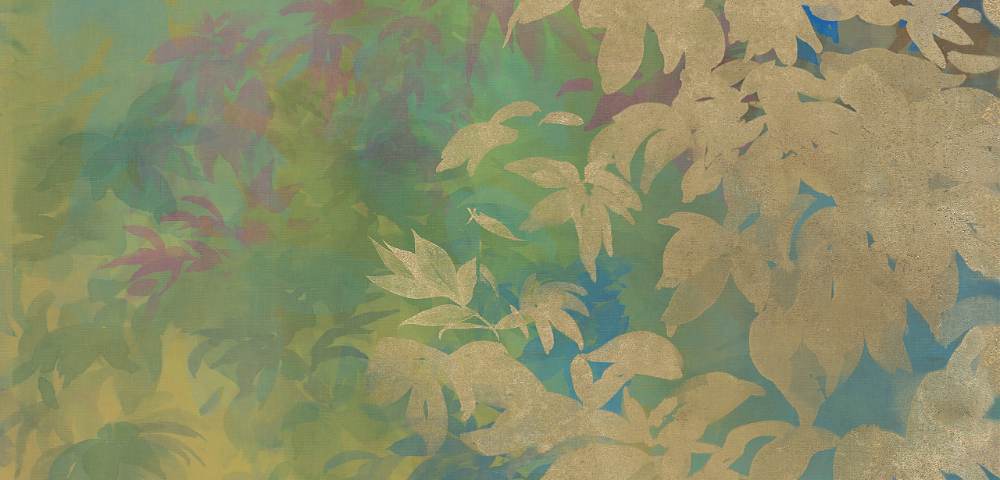 Patterned decorative porcelain tile ABK Wide&Style Foliage Yellow B, 120x240 cm (4 x 60x120 cm), 8.5 mm, matt