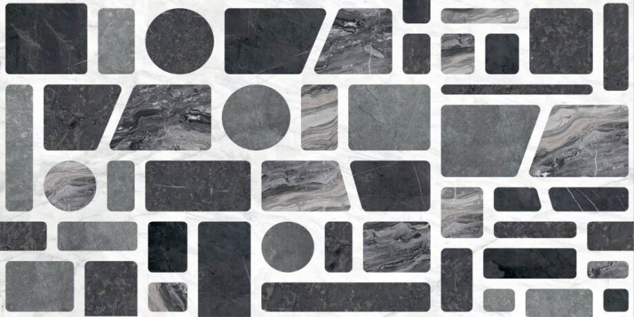 Patterned decorative porcelain tile ABK Wide&Style Incertum Dark, 60x120 cm, 8.5 mm, matt