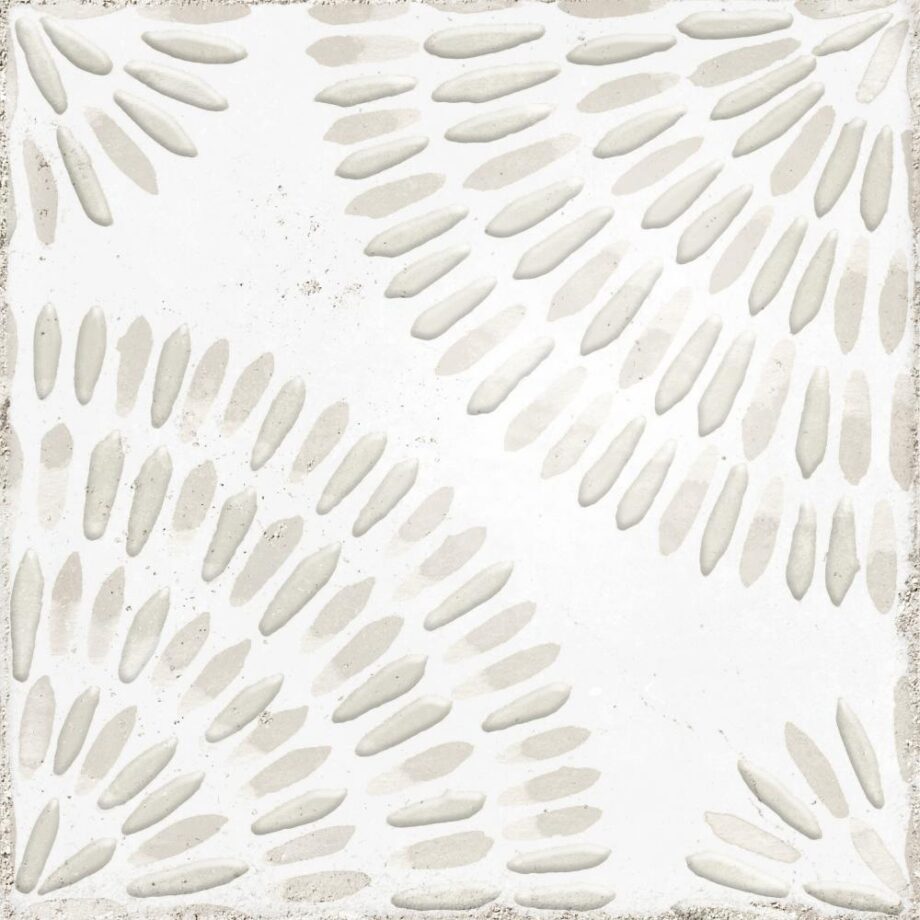 Patterned encaustic-look porcelain floor tile Dune Atlantique Bayonne, 20×20 cm, 9 mm, glass paste relief Patterned encaustic-look porcelain floor tile Dune Atlantique Bayonne, 20x20 cm, 9 mm, glass paste relief