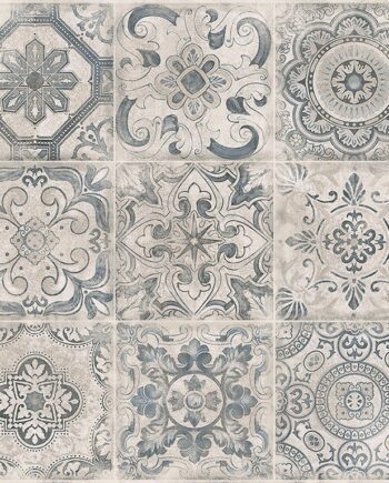 Patterned matt porcelain floor tile GPT1034 Blue, 60x60 cm, 8 mm, blue pattern, R9