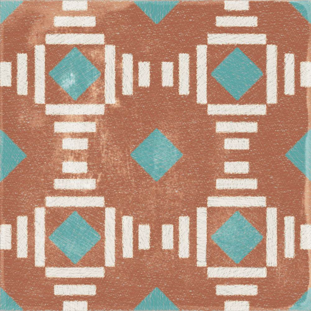 Patterned porcelain floor tile ABK Play Labyrinth Clay, 20x20 cm, 8.5 mm, matt (nat.)