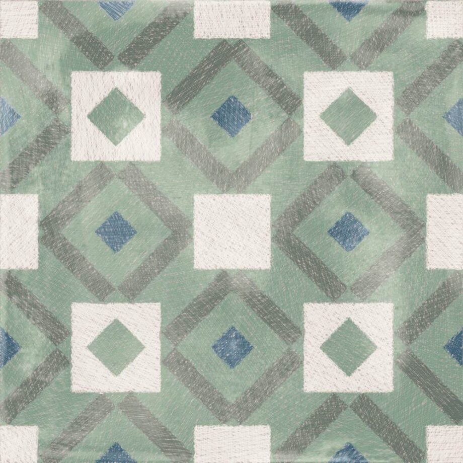 Patterned porcelain floor tile ABK Play Labyrinth Sage, 20x20 cm, 8.5 mm, matt (nat.)