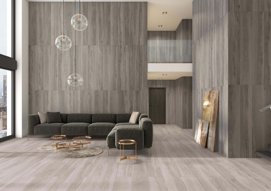 Wood effect matt porcelain floor tile Tau Origin grey, R10 – view 2 Wood effect matt porcelain floor tile Tau Origin Silver, 20x120 cm, 9 mm, silver grey, R10, rectified – 3