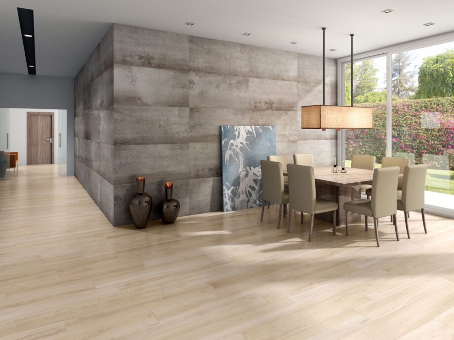 Wood effect porcelain tile Tau Eternal Haya, beech – view 3 Wood effect matt porcelain floor tile Tau Eternal Haya, 25x150 cm, beech, rectified – 3