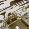 Ceramic wall tile with PVD metallic pattern Dune Flat Savannah White & Gold, 7.5×30 cm, 8 mm, white & gold – view 3 Ceramic wall tile with PVD metallic pattern Dune Flat Savannah White & Gold, 7.5x30 cm, 8 mm, white & gold – 3