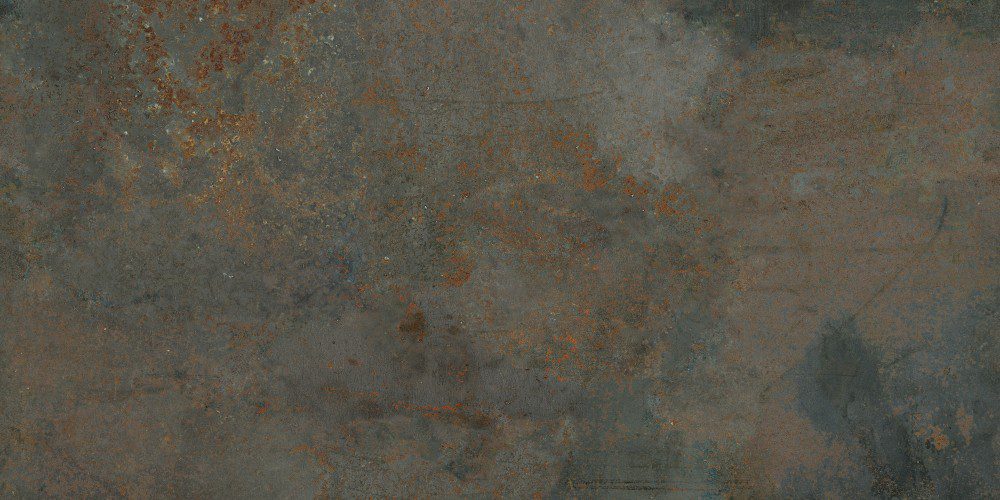 Rusted metal-effect porcelain floor tile Dune Diurne Oxide, 60x120 cm, 10 mm, rust brown