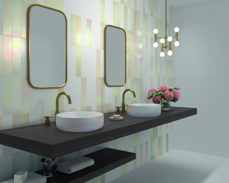 Iridescent ceramic wall tile Dune Flat Iris Satin, 7.5x30 cm, 8 mm, pearlescent – 2