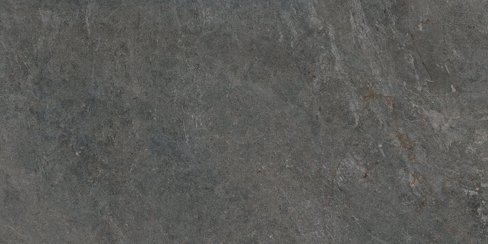 Stone-effect matt porcelain floor tile Tau Caribbean Graphite, 60x120 cm, 10.5 mm, graphite grey, rectified