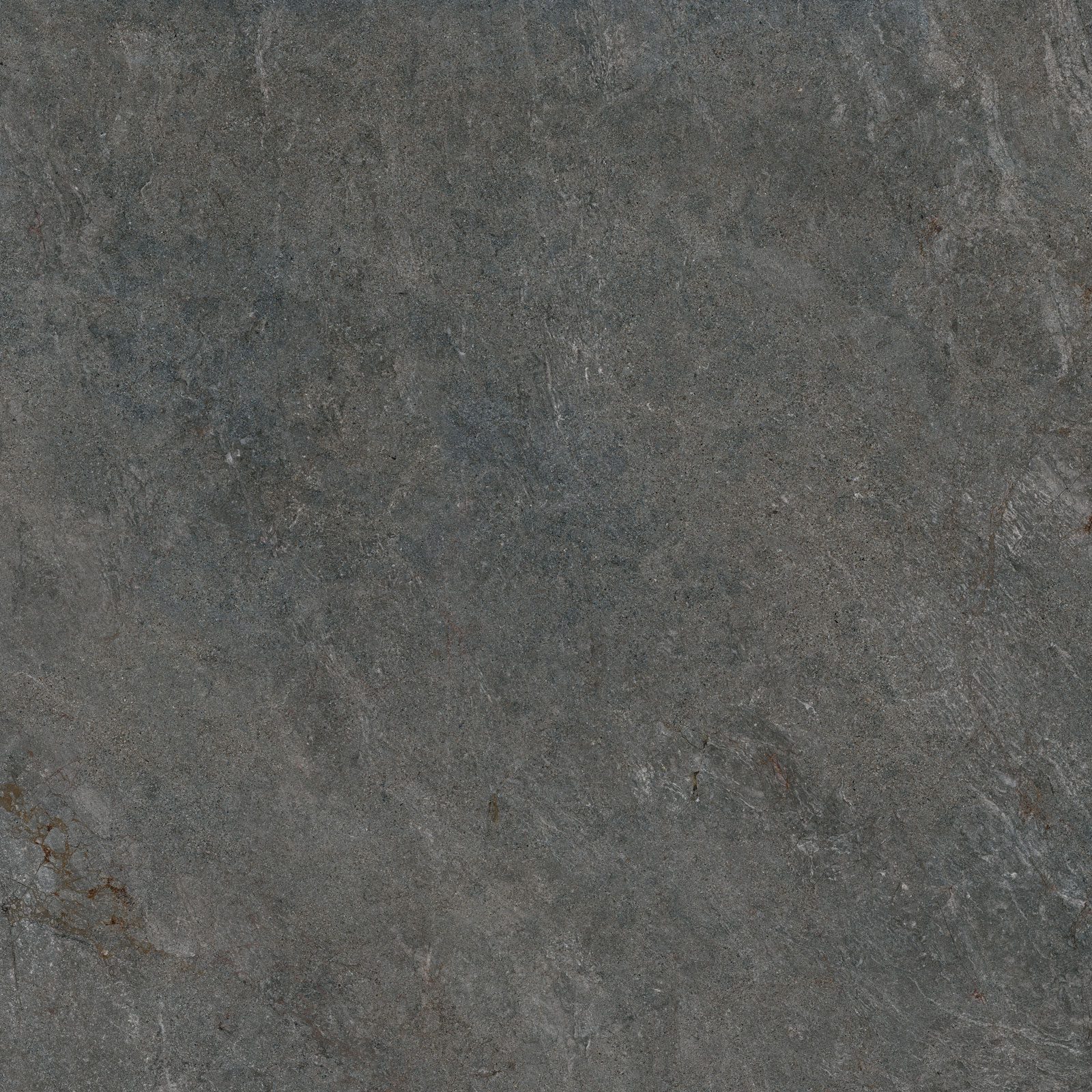 Stone-effect matt porcelain floor tile Tau Caribbean Graphite, 90x90 cm, graphite grey, rectified