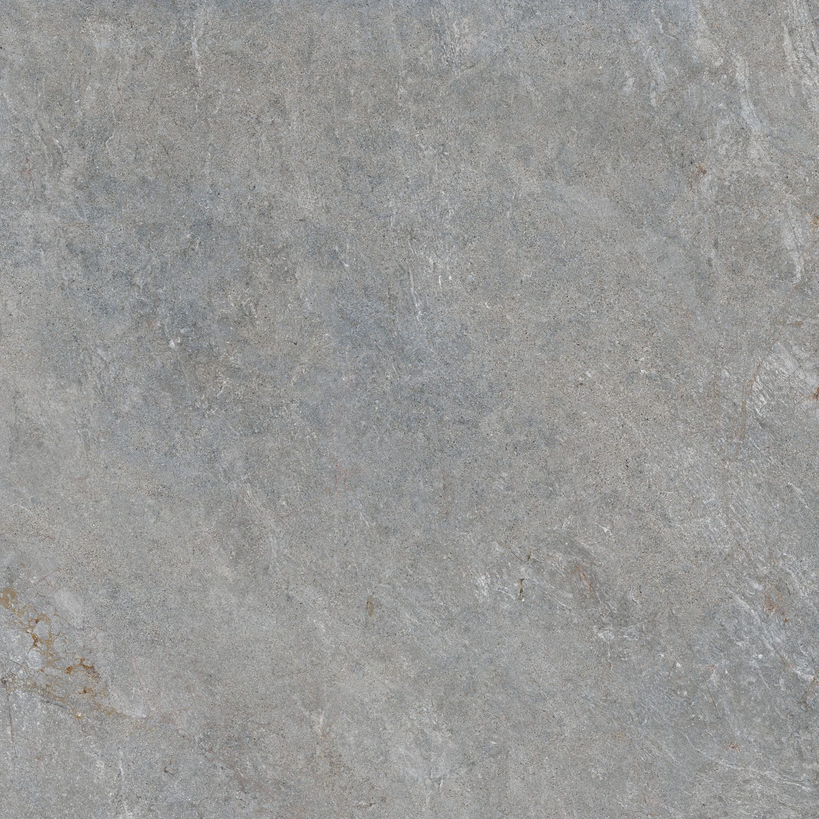 Stone-effect matt porcelain floor tile Tau Caribbean Silver, 90x90 cm, silver grey, rectified