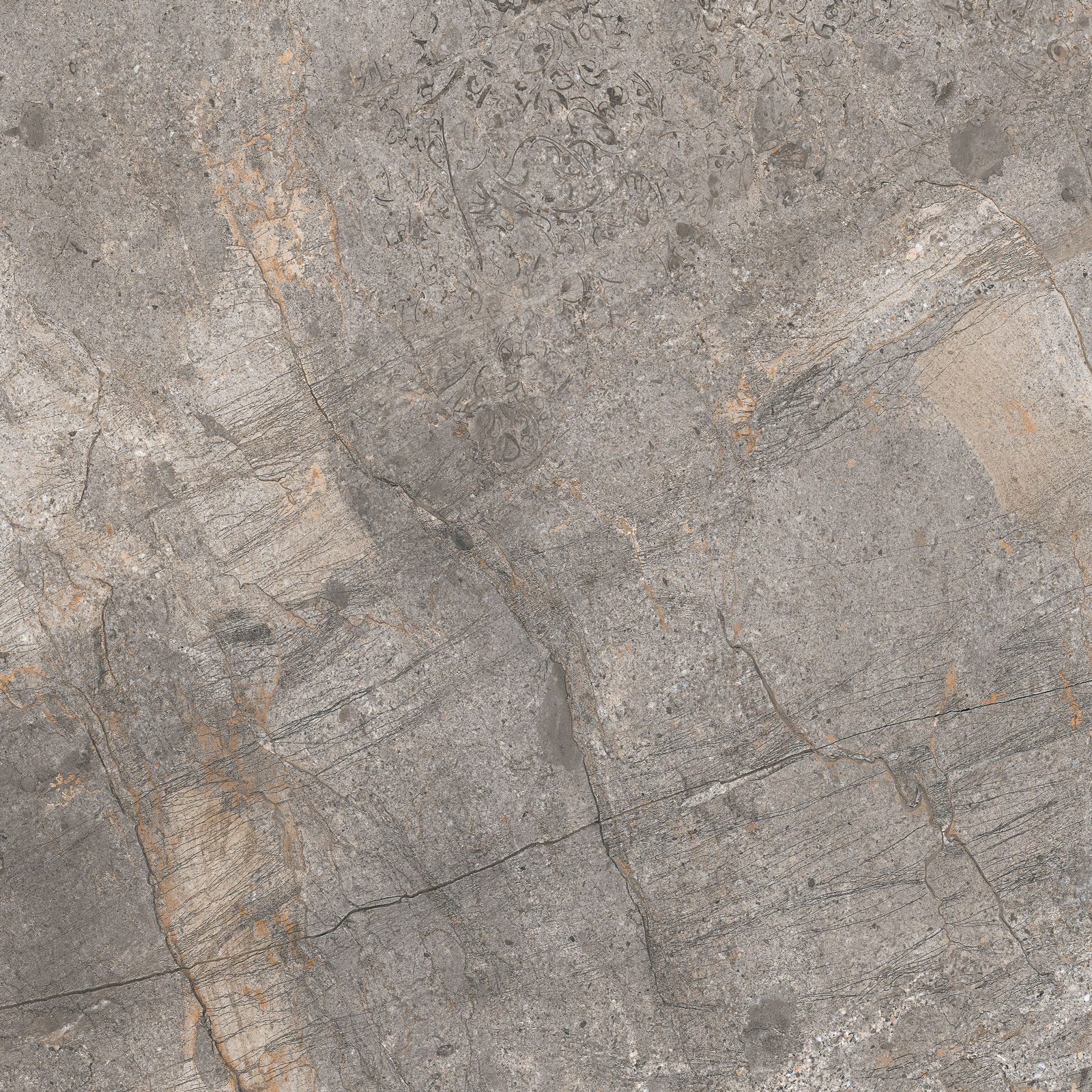 Stone-effect matt porcelain floor tile Tau Mainstone Gray, 90x90 cm, grey, R10, rectified