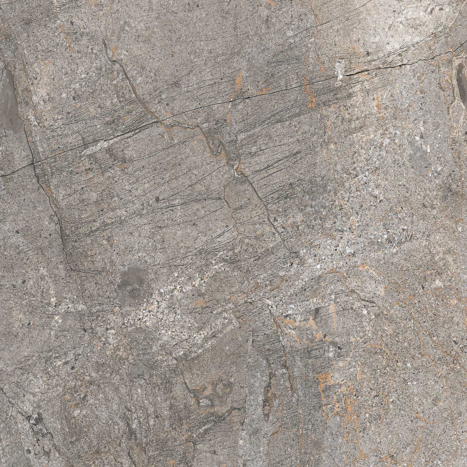 Stone-effect polished porcelain floor tile Tau Mainstone Gray Pol, 60x60 cm, grey, rectified