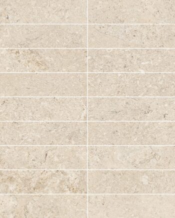 Stone-effect porcelain mosaic tile Tau Dorset Linen 3x15, 30x30 cm, linen beige