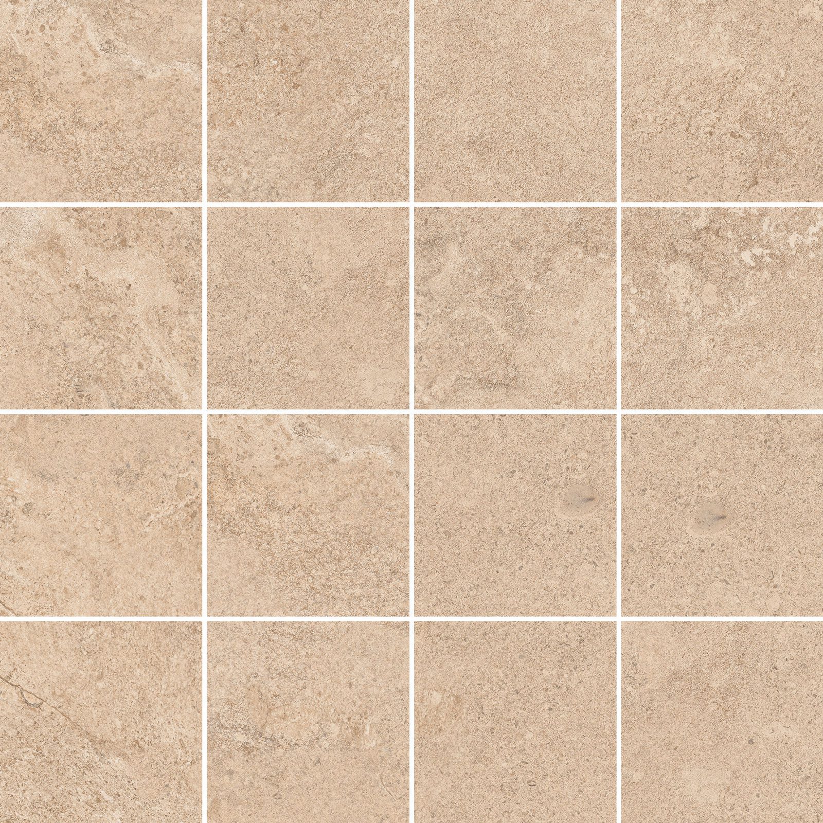 Stone-effect porcelain mosaic tile Tau Dorset Sand 7x7, 30x30 cm, sand beige