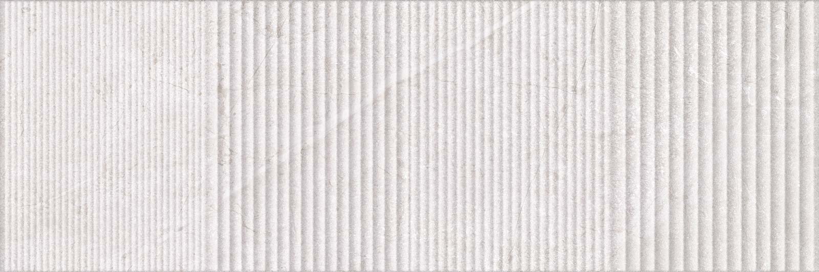 Stone-effect relief ceramic wall tile Tau Lithos Wall Relief Pearl, 30x90 cm, 8.7 mm, pearl grey, rectified
